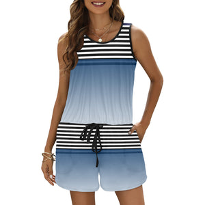 White3 - Ombre Striped Vest Romper - womens romper at TFC&H Co.