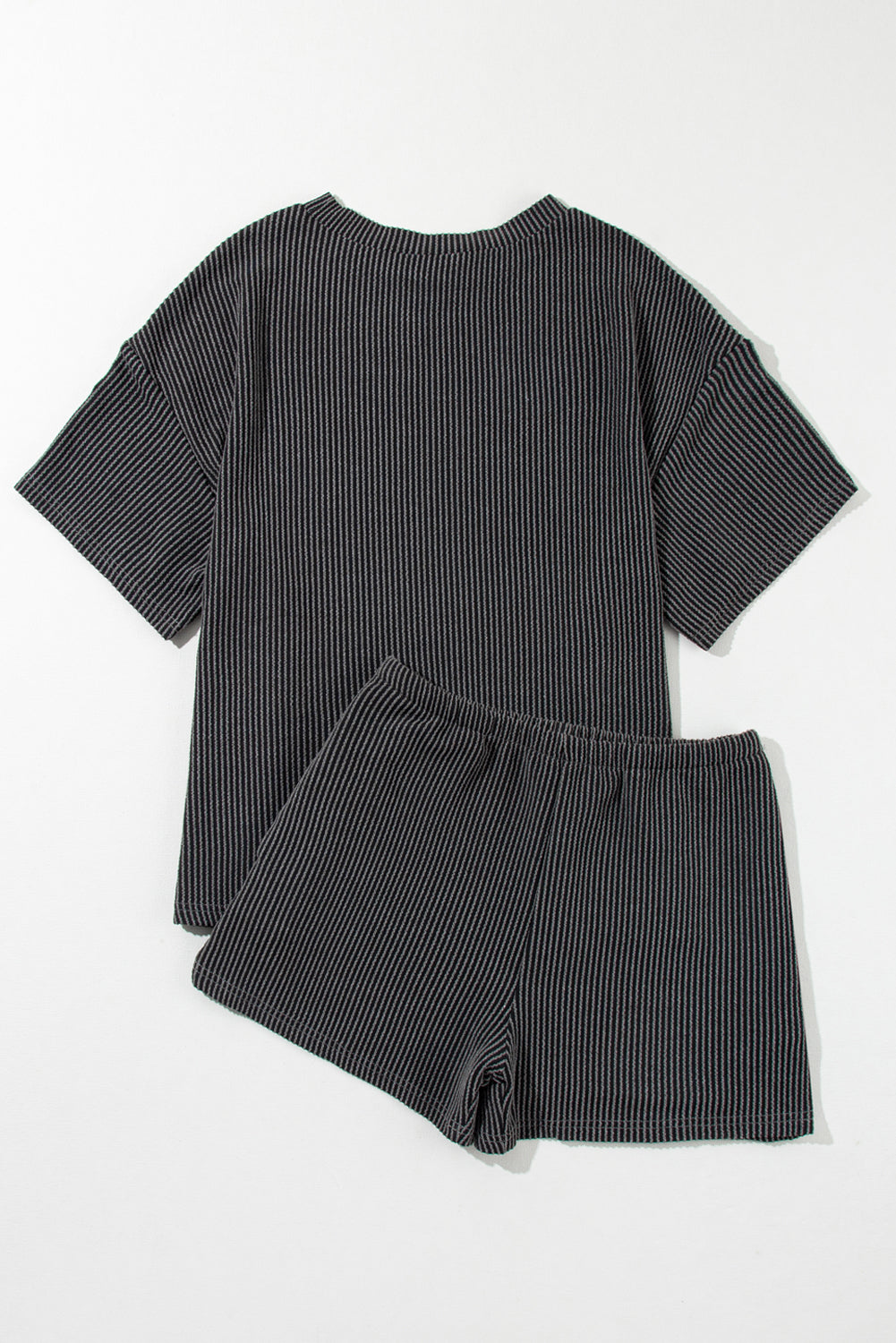 - Ribbed Textured Knit Loose Fit Tee and Shorts Outfit Set - womens short set at TFC&H Co.