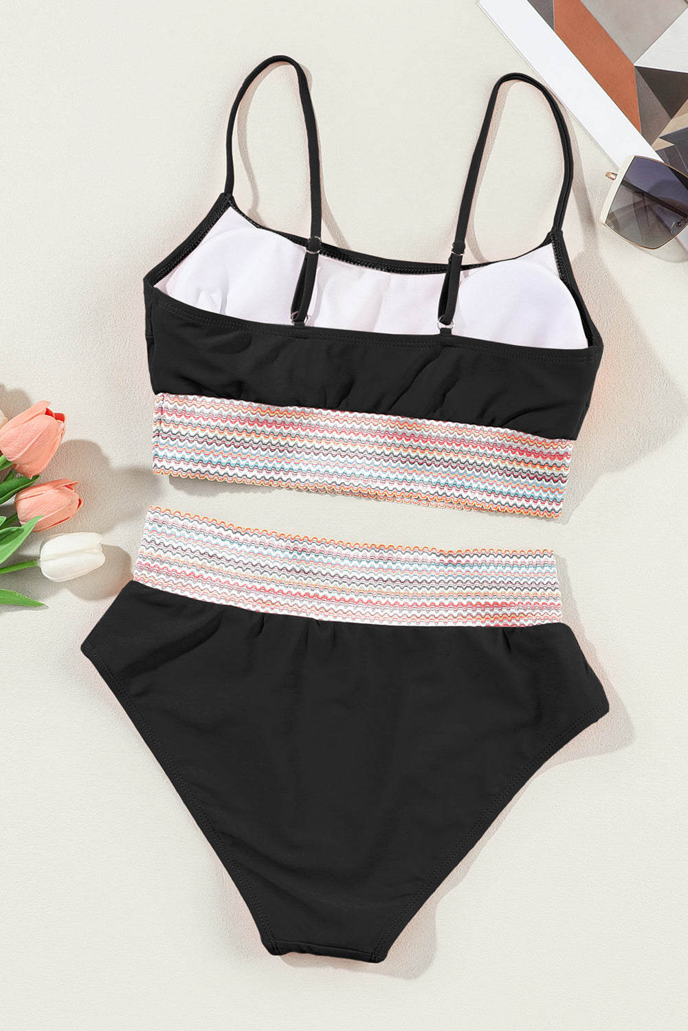 - Black Striped Spaghetti Strap High Waist Teen's Bikini Swimsuit - teens bikini at TFC&H Co.