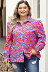 Multicolor 100%Cotton - Multicolor Floral Print Ruffled Puff Sleeve Shirt - womens shirt at TFC&H Co.