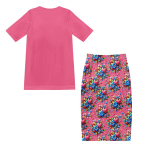 - Laugh Love Pink Girls T-shirt & Skirt Outfit Set - girls skirt set at TFC&H Co.