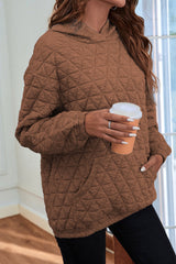 Coffee 95%Polyester+5%Elastane - Solid Quilted Pullover and Pants Outfit Set, Shirt, or Hoodie- various colors - women's pants set at TFC&H Co.