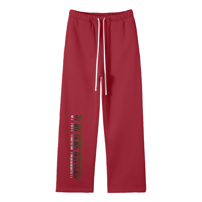 Dark Red - By Any Means Necessary - B.A.M.N Streetwear Unisex Solid Color Fleece Straight Leg Jogging Pants - unisex joggers at TFC&H Co.