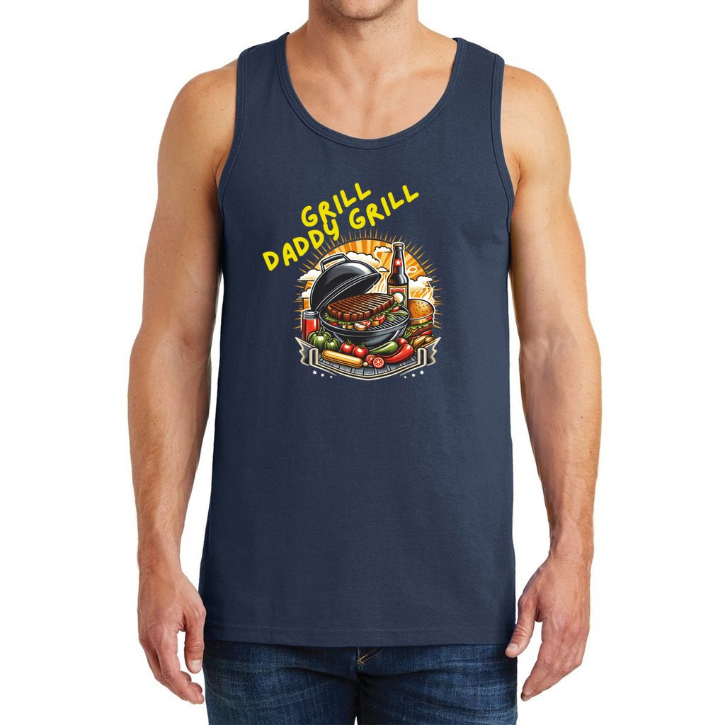 Navy - Grill Daddy Grill Men's Heavy Cotton Tank Top| Great Father's Day Gift - mens tank top at TFC&H Co.