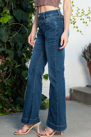 - Blue Dark Wash High Waisted Bell Bottom Jeans for Women - womens jeans at TFC&H Co.