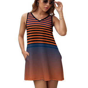 - Ombre Striped Ladies Sleeveless Pocket Tank Top Dress - womens dress at TFC&H Co.