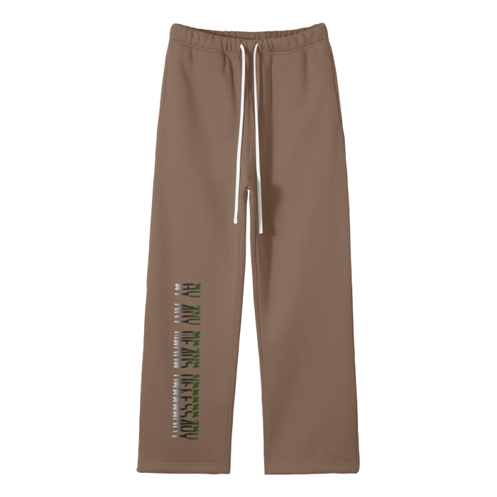 Brown - By Any Means Necessary - B.A.M.N Streetwear Unisex Solid Color Fleece Straight Leg Jogging Pants - unisex joggers at TFC&H Co.