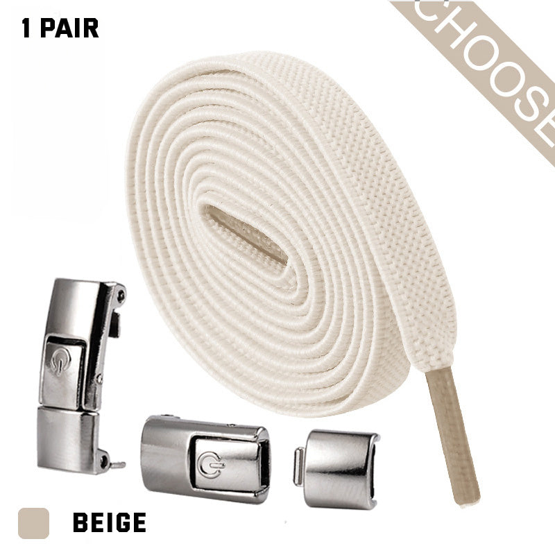 Beige - Press Lock Shoelaces Without Ties - shoelaces at TFC&H Co.