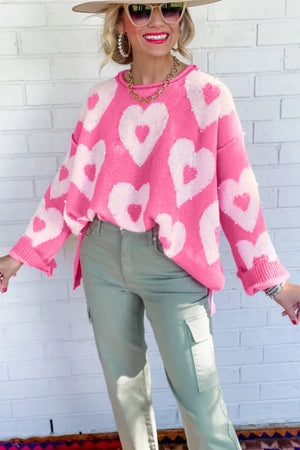 - Bonbon Pearl Beaded Heart Drop Shoulder Sweater - womens sweater at TFC&H Co.