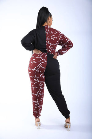 - Color Blocked Lace Up Front Jogger Set - womens jogging set at TFC&H Co.