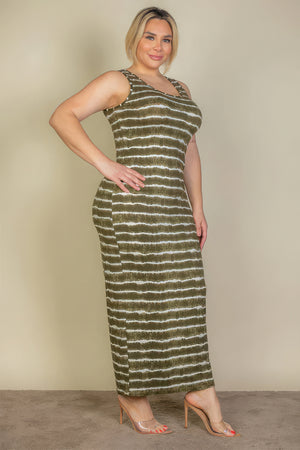 Olive - Tie Dye Bodycon Voluptuous (+) Plus Size Tank Top Dress - womens dress at TFC&H Co.