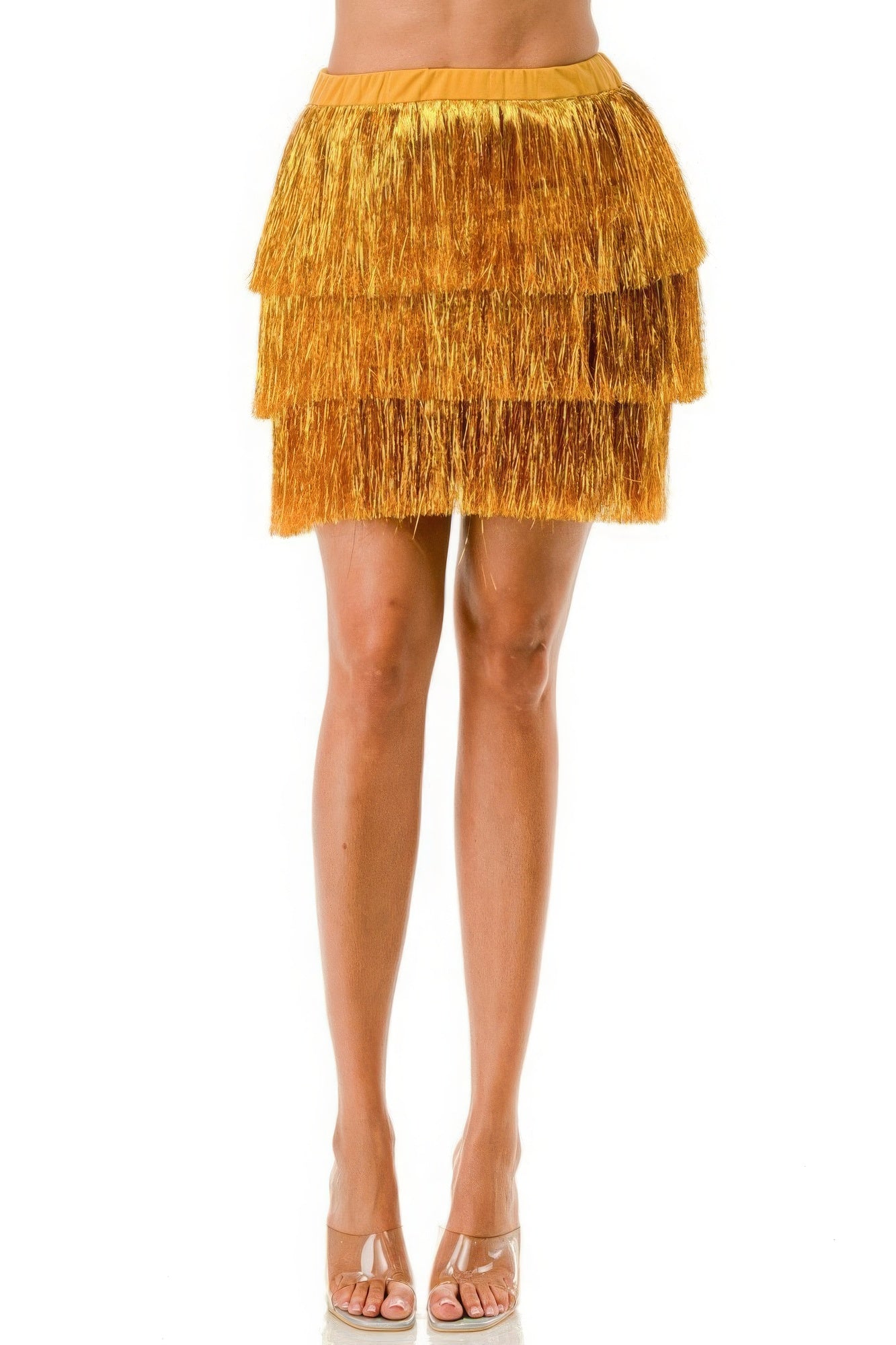 Gold - Fringe Metallic Skirt - womens skirt at TFC&H Co.