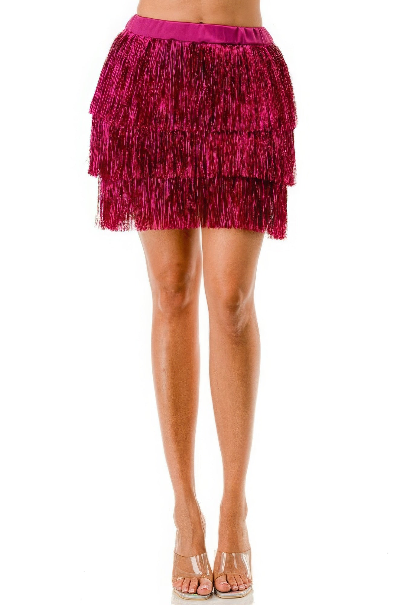 Pink - Fringe Metallic Skirt - womens skirt at TFC&H Co.