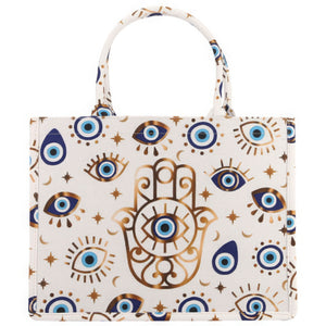 - Evil Eye Hamsa Print Tote Bag - Tote bags at TFC&H Co.