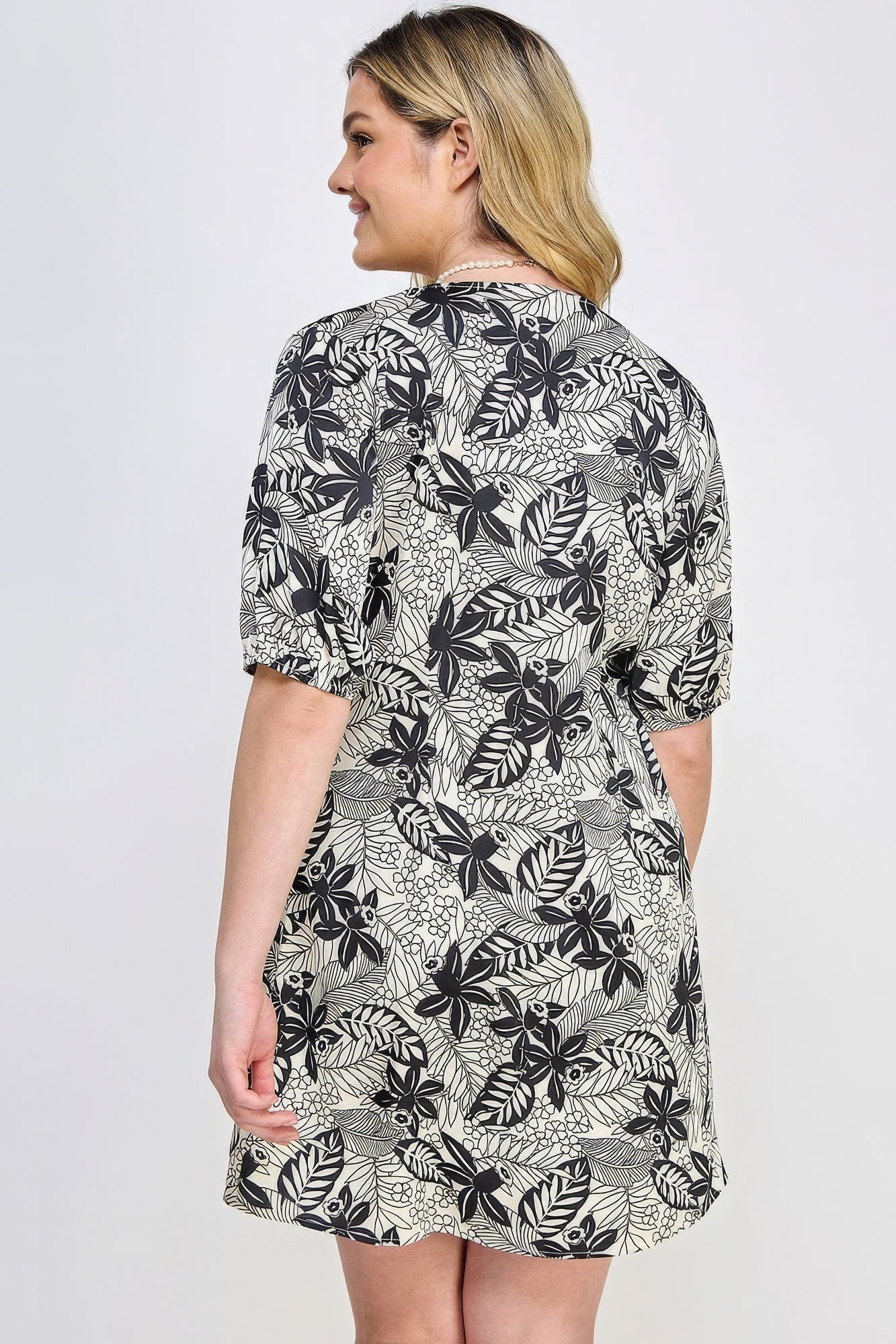 - Voluptuous (+) Plus Botanical Print Front Tie Plus Size Dress - womens dress at TFC&H Co.