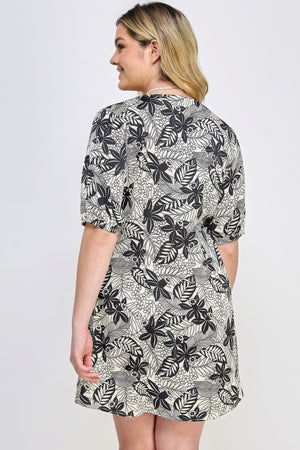 - Voluptuous (+) Plus Botanical Print Front Tie Plus Size Dress - womens dress at TFC&H Co.