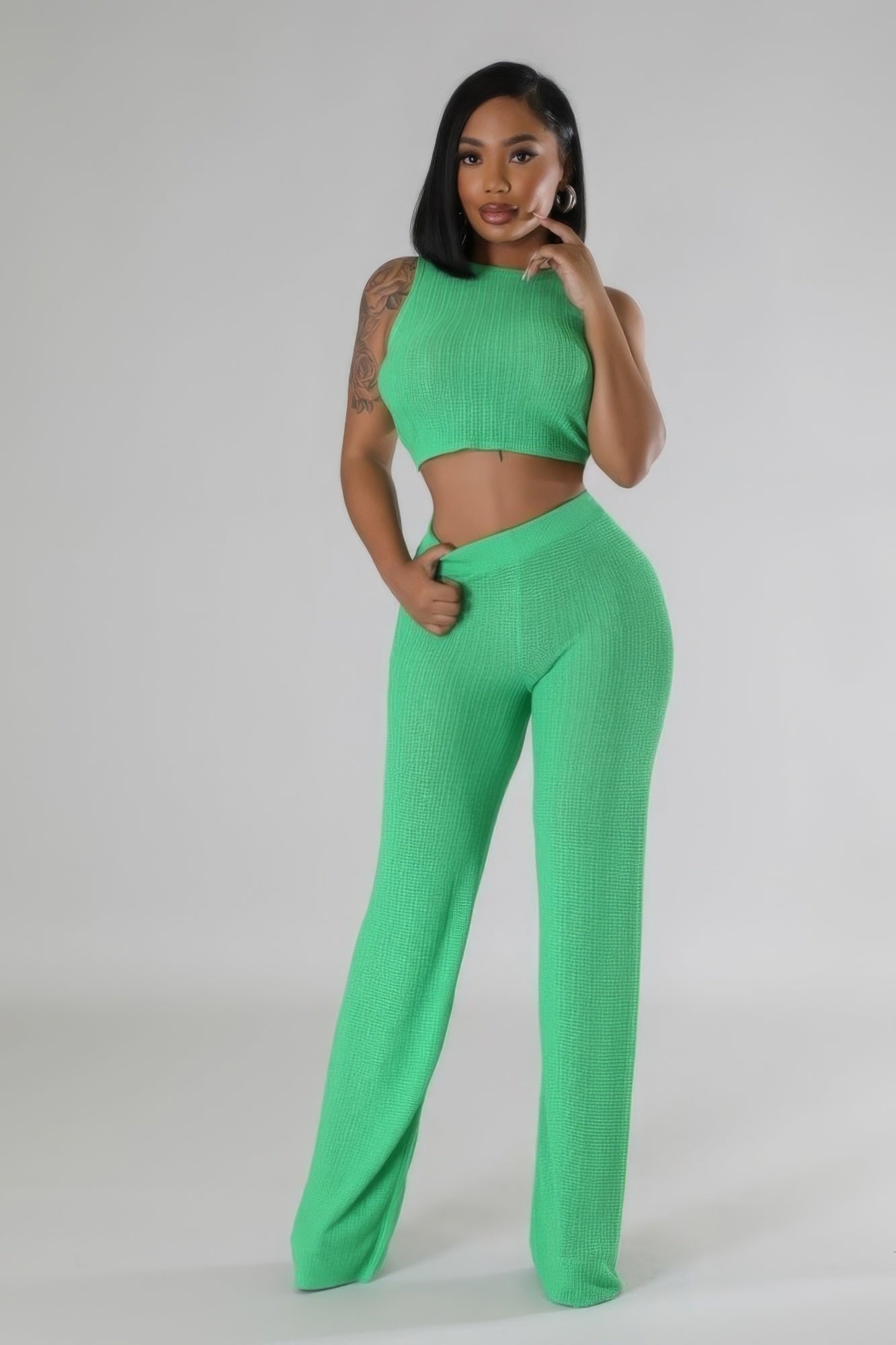 - Cute Solid Color Two Piece Pant Outfit Set - womens pants set at TFC&H Co.