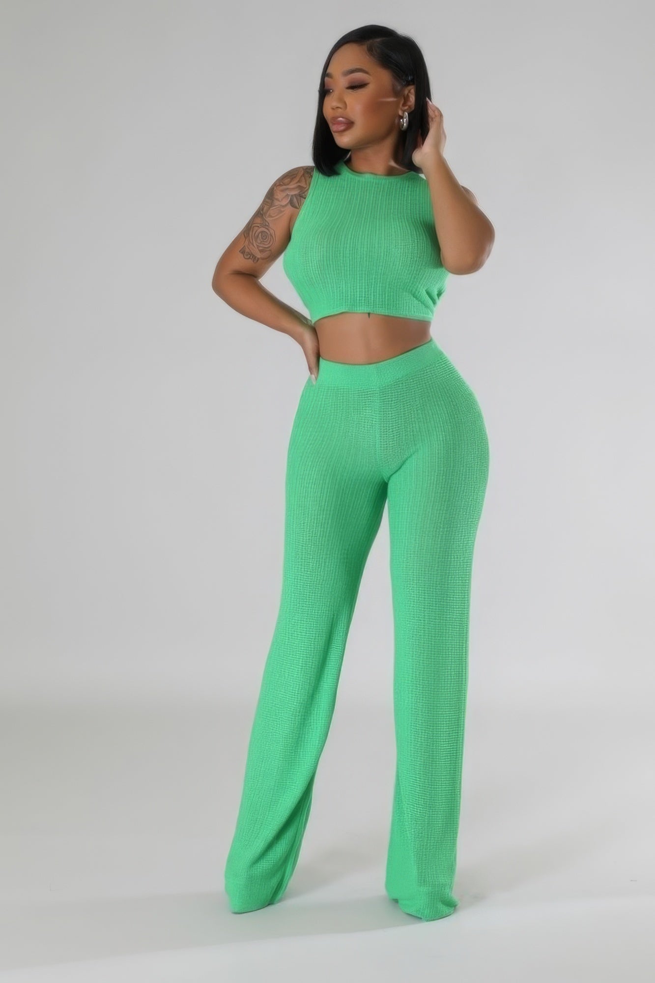 - Cute Solid Color Two Piece Pant Outfit Set - womens pants set at TFC&H Co.