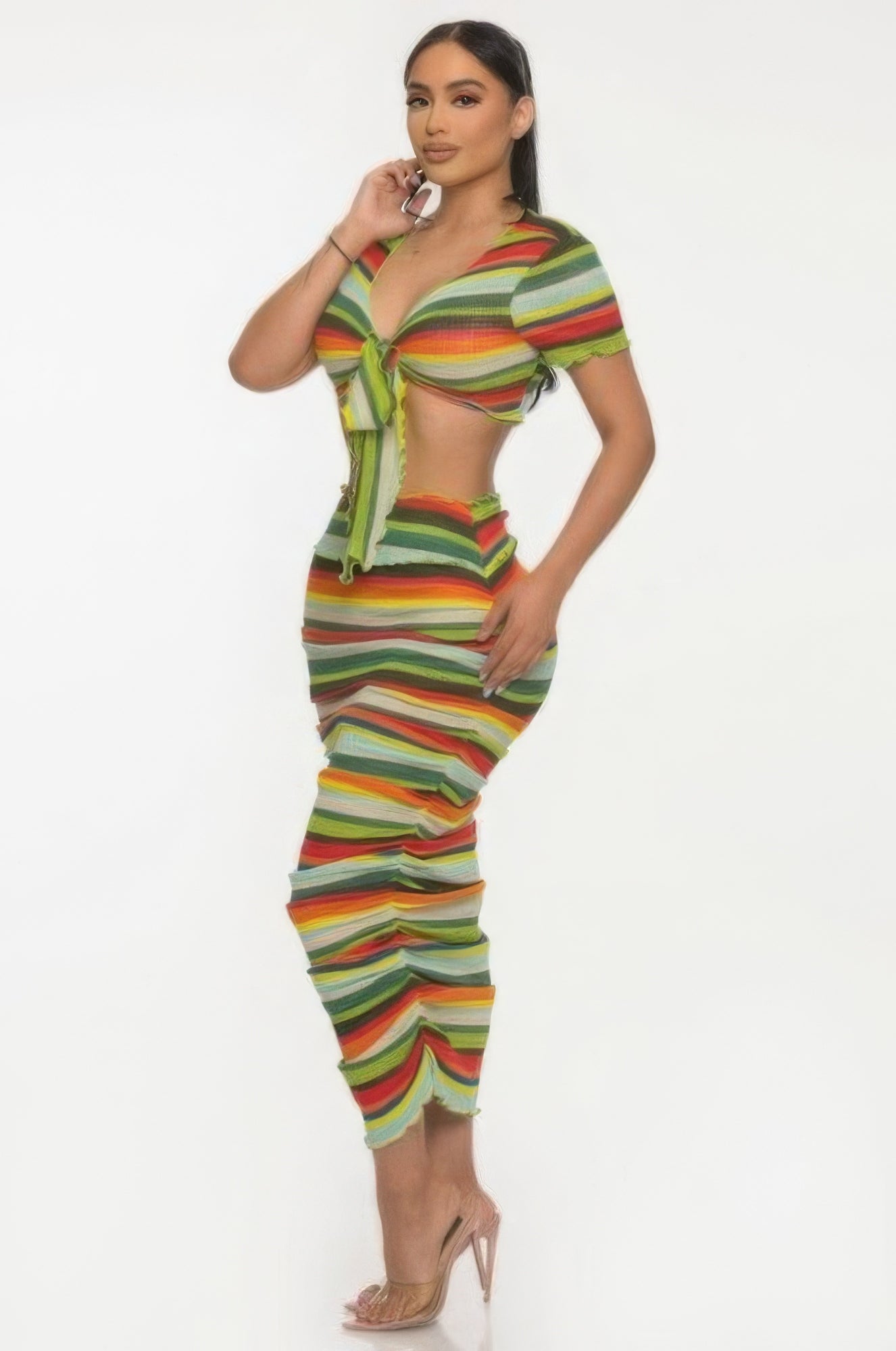 Green Multi - Color Me Mine Women's Beach Sarong Skirt Set - womens skirt set at TFC&H Co.