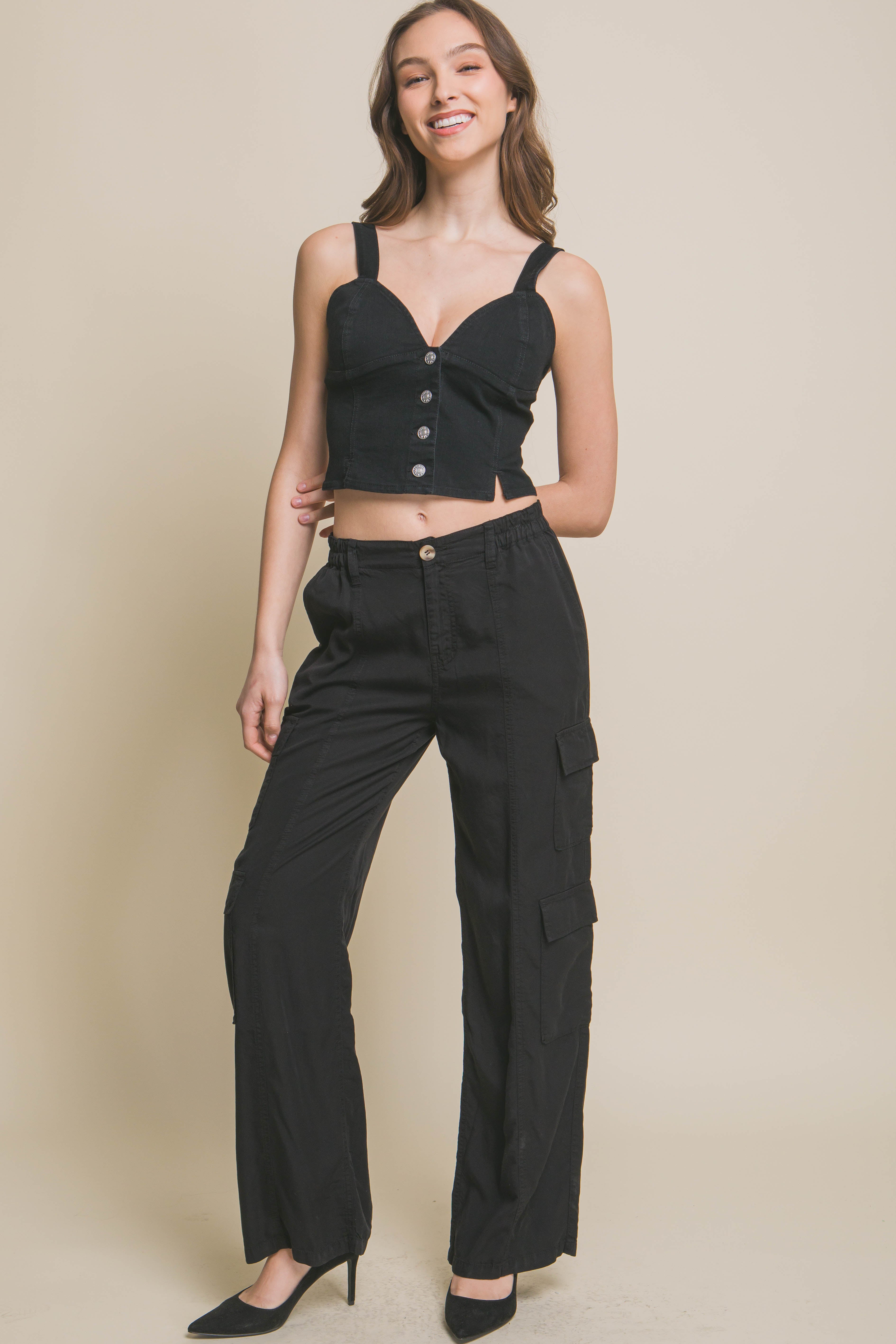 - Full-length Women's Tencel Pants With Cargo Pockets - womens pants at TFC&H Co.