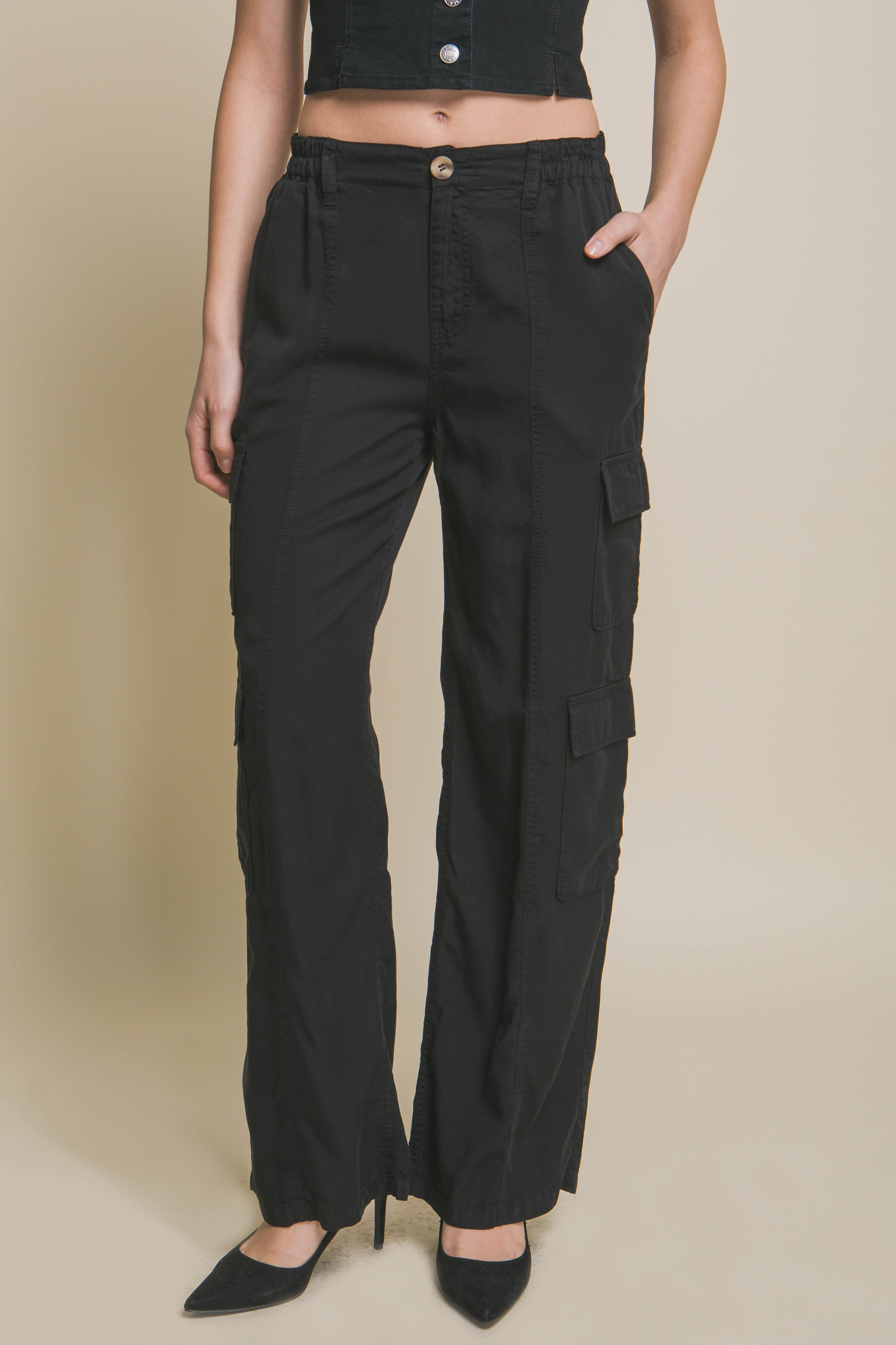 - Full-length Women's Tencel Pants With Cargo Pockets - womens pants at TFC&H Co.