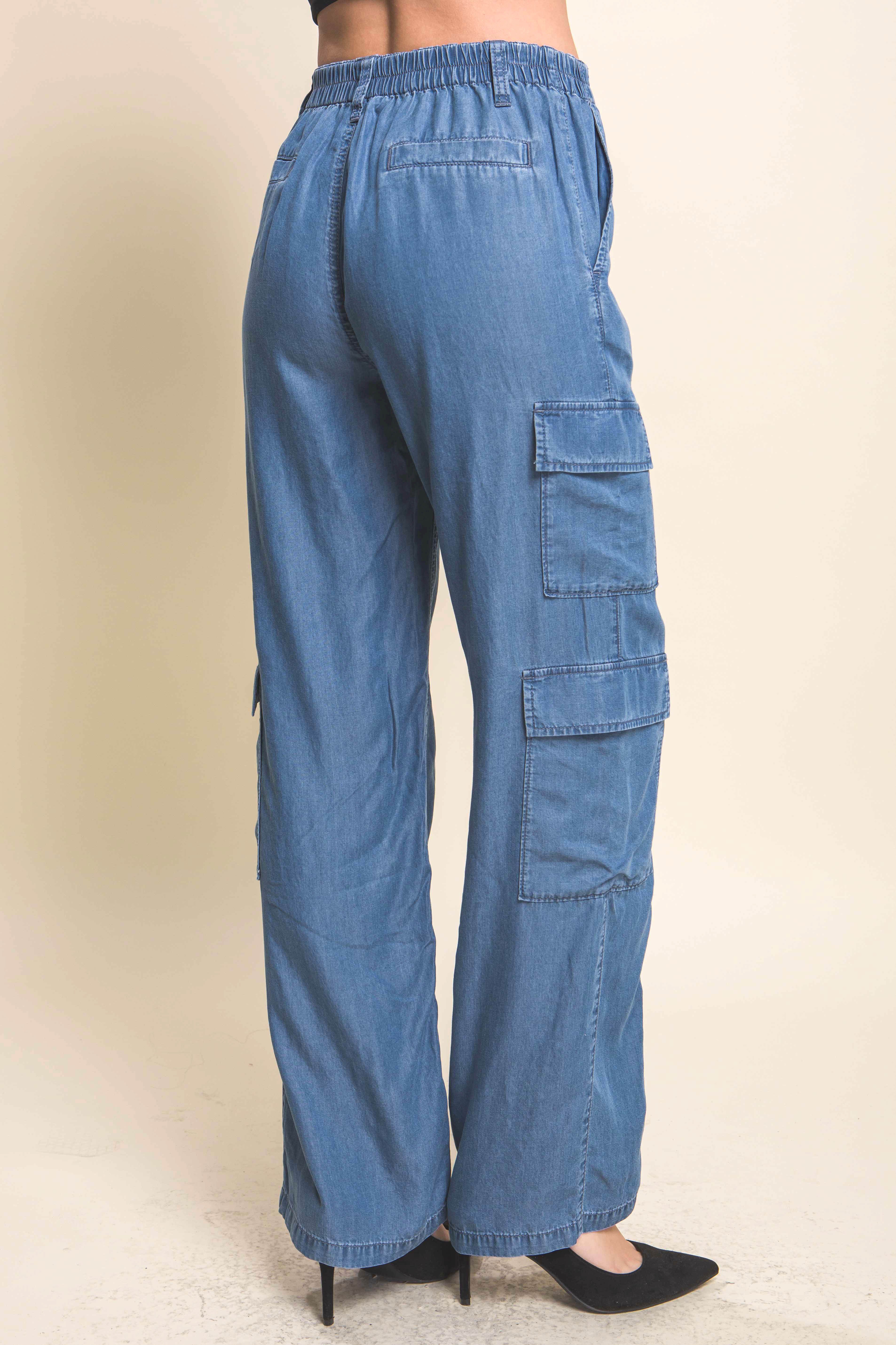 - Full-length Women's Tencel Pants With Cargo Pockets - womens pants at TFC&H Co.