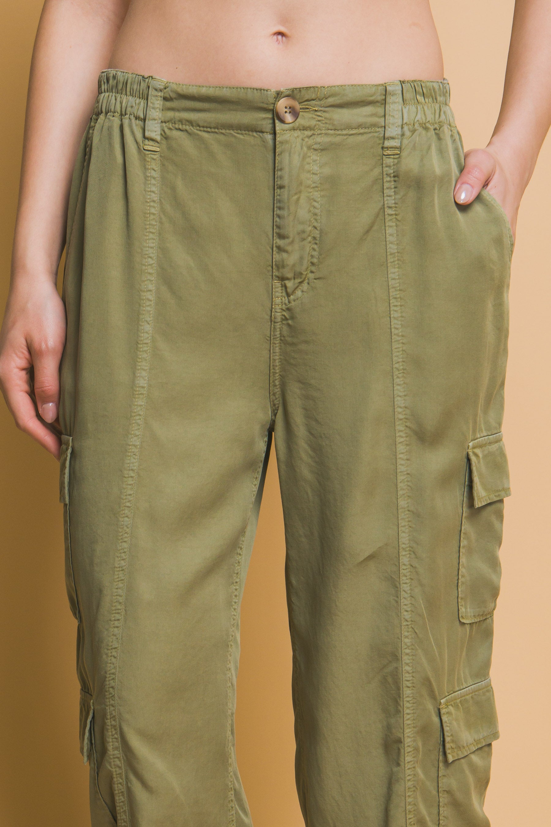 - Full-length Women's Tencel Pants With Cargo Pockets - womens pants at TFC&H Co.