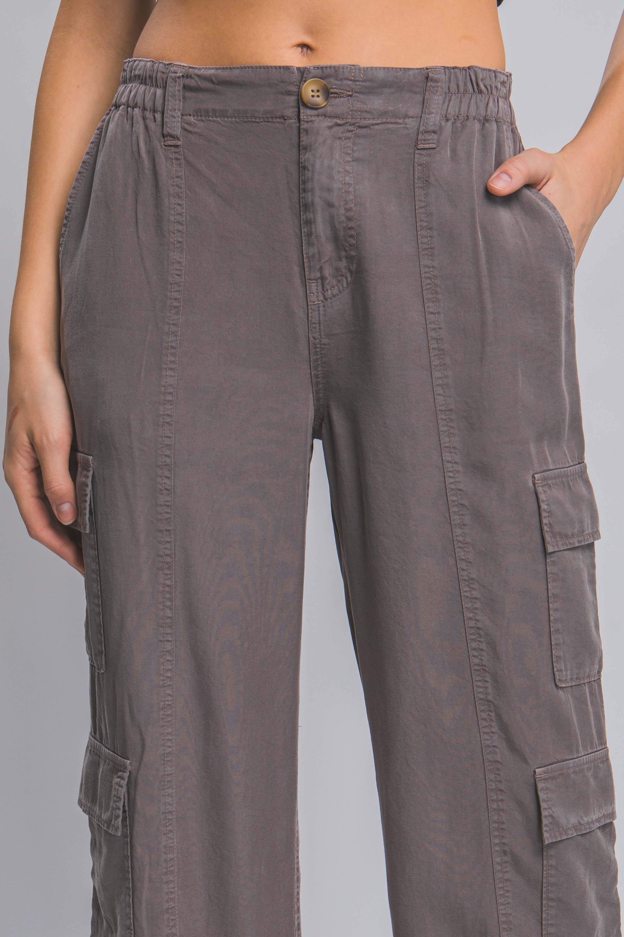 - Full-length Women's Tencel Pants With Cargo Pockets - womens pants at TFC&H Co.