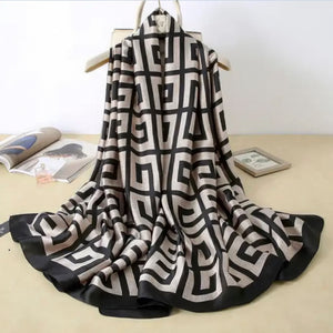 Black - Multi Pattern Scarf - Scarf Wrap or Shawl at TFC&H Co.