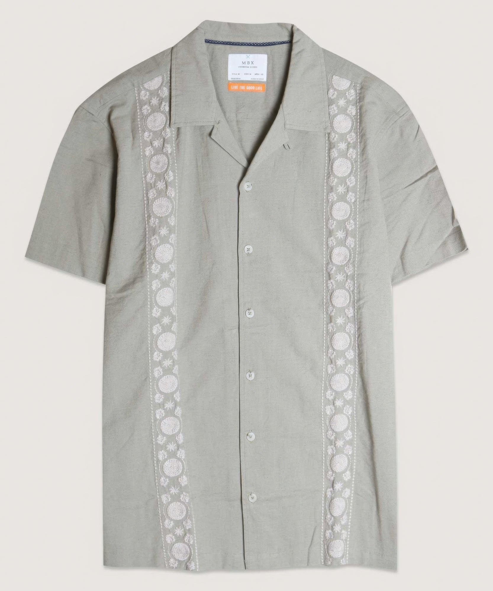 - Embroidered Panels Camp Men's Button-Up Shirt - mens button-up shirt at TFC&H Co.