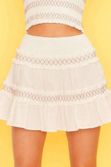 Off White - Waist Smocking Ruffle And Shirring Mini Skirt - womens skirt at TFC&H Co.