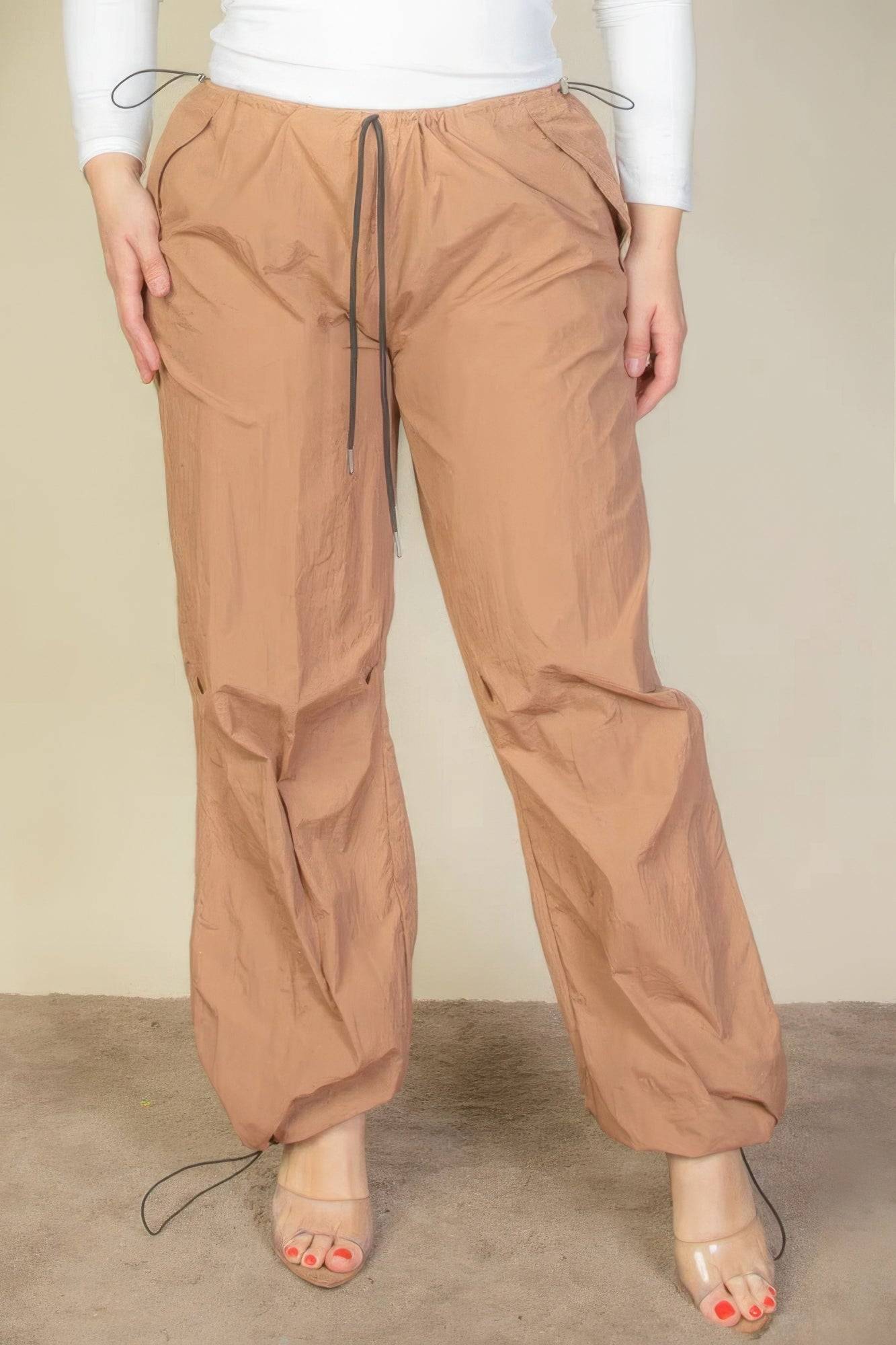- Voluptuous (+) Plus Size Drawstring Waist Parachute Pants - womens pants at TFC&H Co.