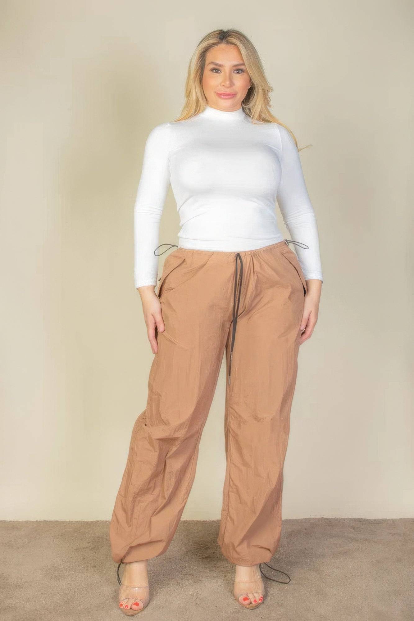 - Voluptuous (+) Plus Size Drawstring Waist Parachute Pants - womens pants at TFC&H Co.