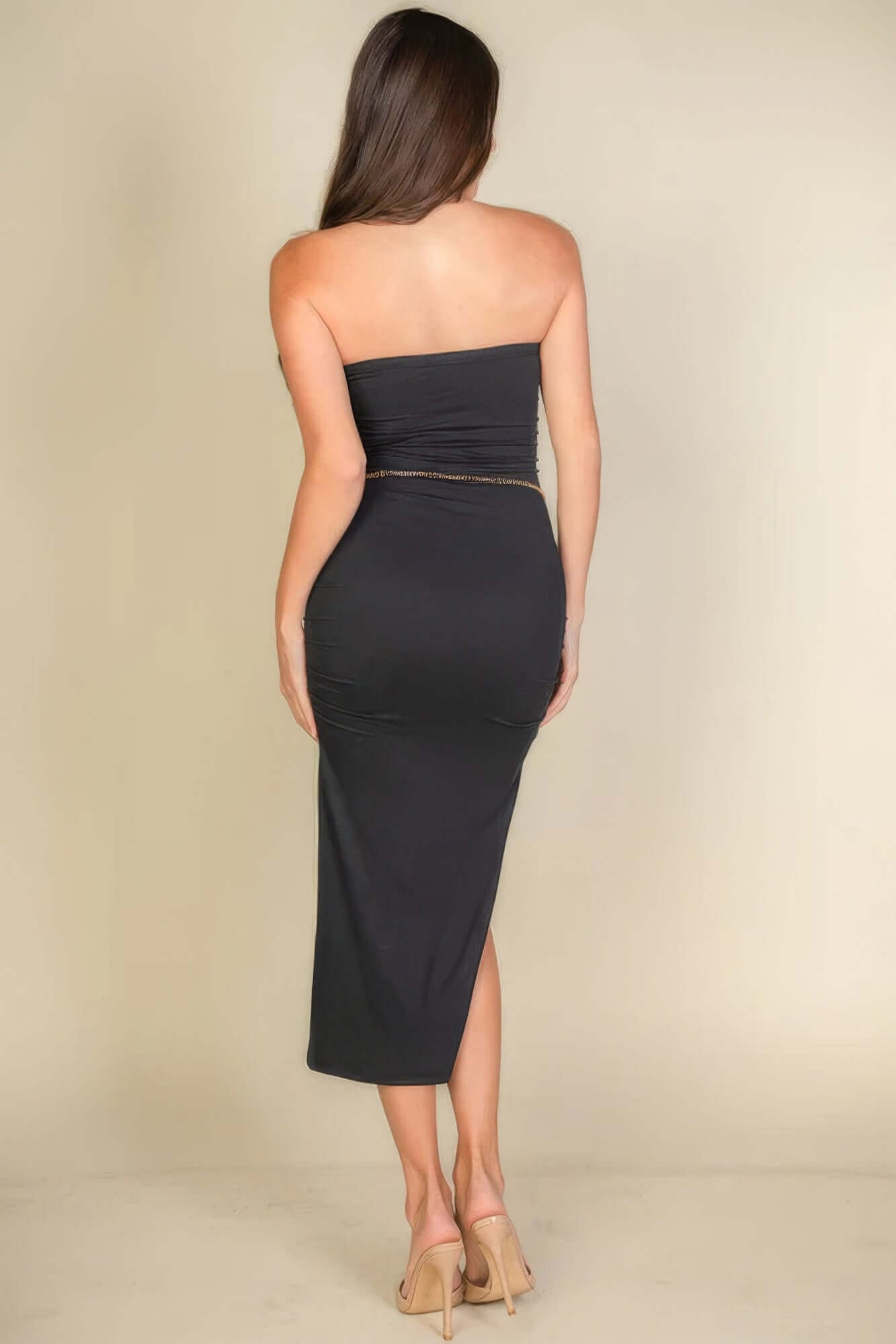 - Solid Bodycon Split Hem Tube Dress - womens dress at TFC&H Co.