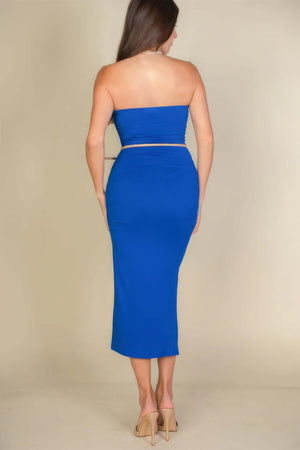 - Solid Bodycon Split Hem Tube Dress - womens dress at TFC&H Co.