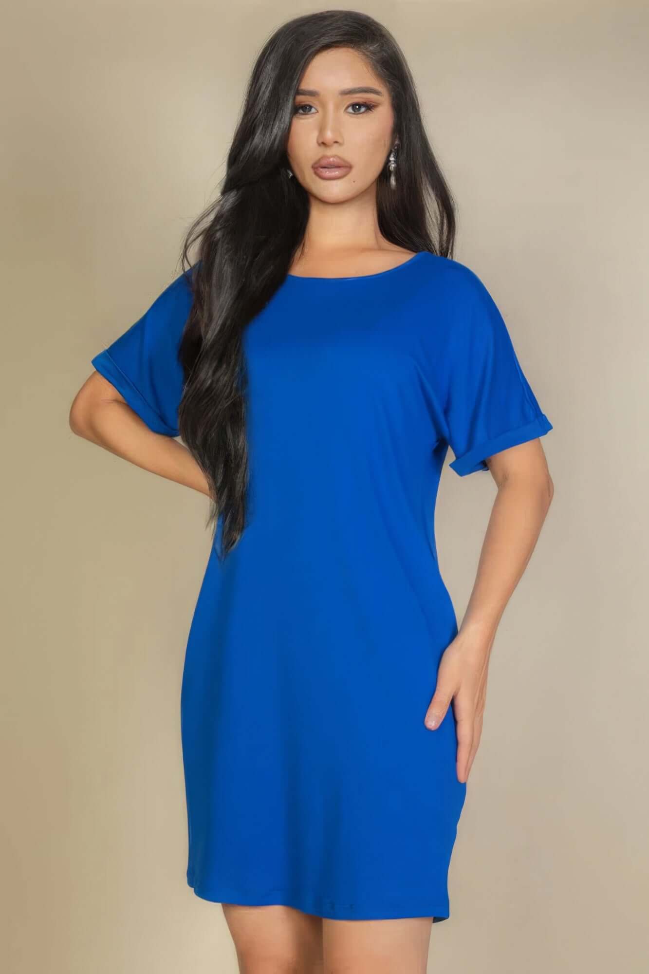 Royal - Side Pocket Double Folded Mini Dress - womens dress at TFC&H Co.