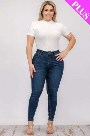 - Plus Size Ribbed Short Sleeve Bodysuit - womens bodysuit at TFC&H Co.