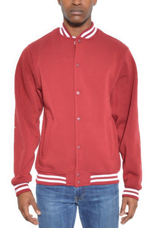 - Mens Fleece Snap Button Varsity Jacket - mens jacket at TFC&H Co.