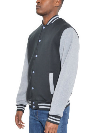 - Mens Fleece Snap Button Varsity Jacket - mens jacket at TFC&H Co.