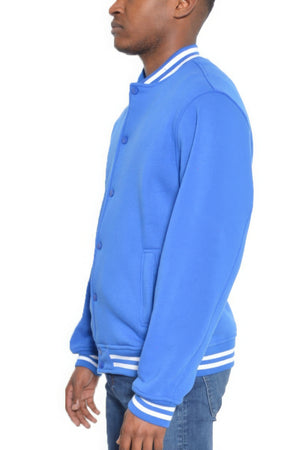 - Mens Fleece Snap Button Varsity Jacket - mens jacket at TFC&H Co.