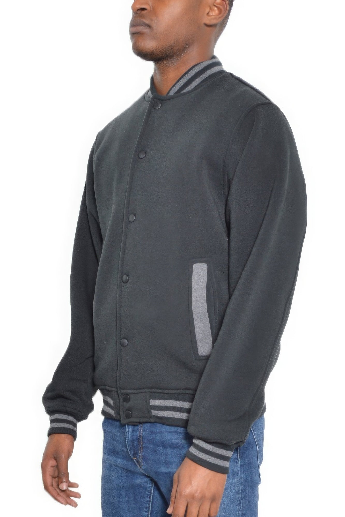 - Mens Fleece Snap Button Varsity Jacket - mens jacket at TFC&H Co.