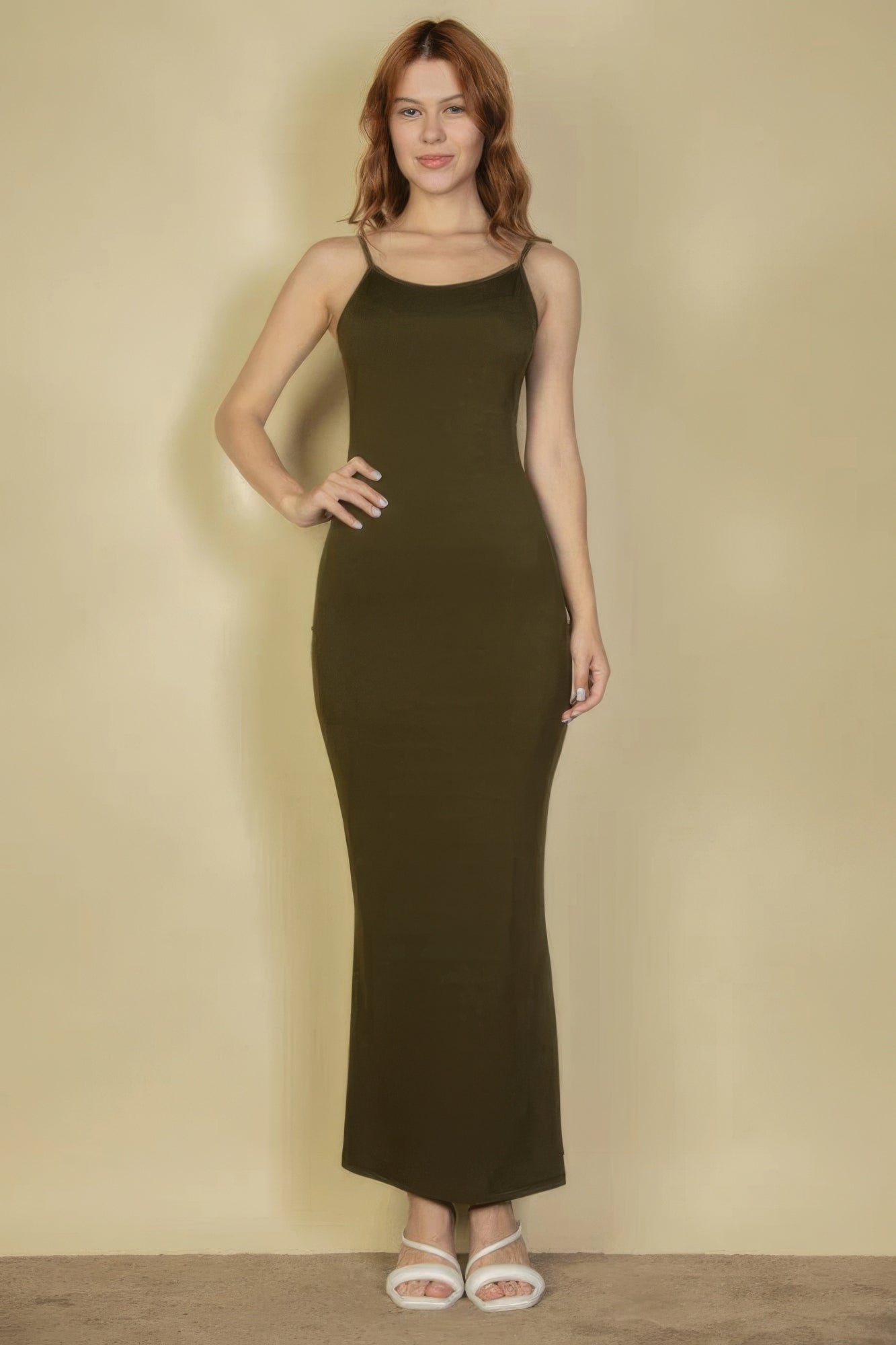 Olive - Ribbed Mermaid Hem Camisole Women's Maxi Dress - womens dress at TFC&H Co.