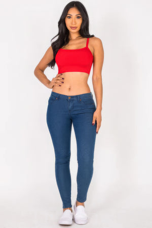 Chili Red - Ribbed Knit Cami Crop Top - womens crop top at TFC&H Co.