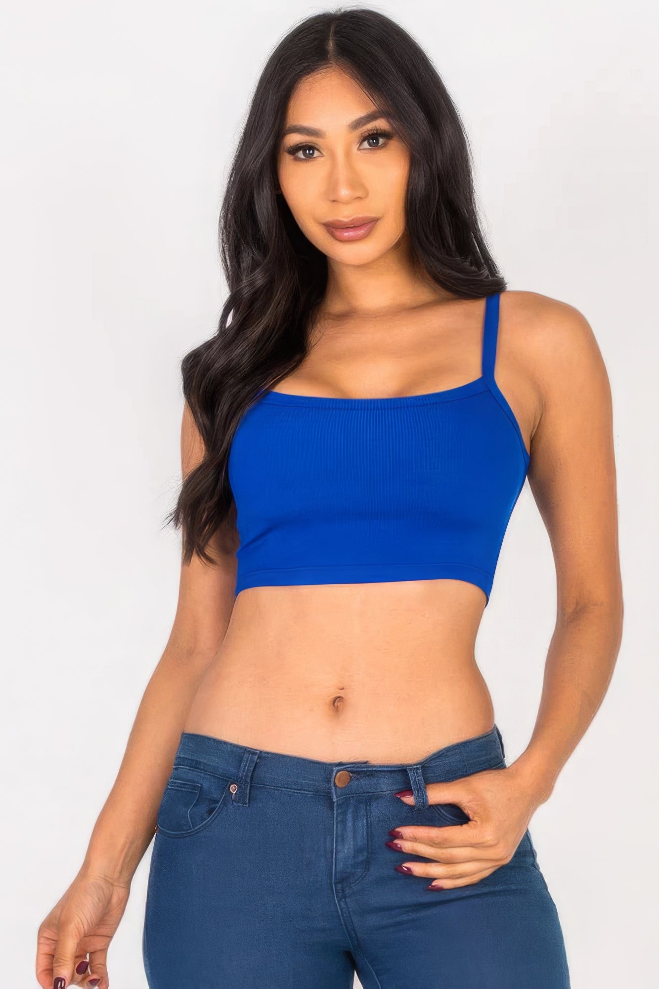 Royal - Ribbed Knit Cami Crop Top - womens crop top at TFC&H Co.