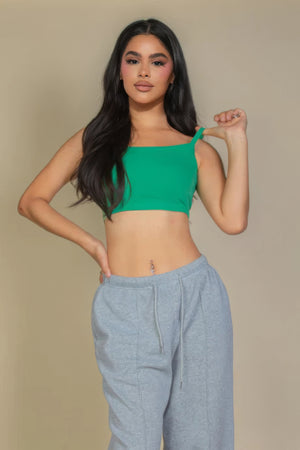 Green - Ribbed Knit Cami Crop Top - womens crop top at TFC&H Co.