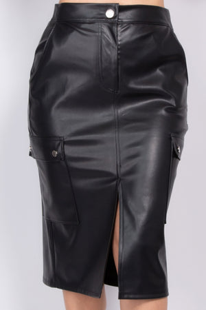 - Faux Leather High-rise Cargo Skirt - womens skirt at TFC&H Co.