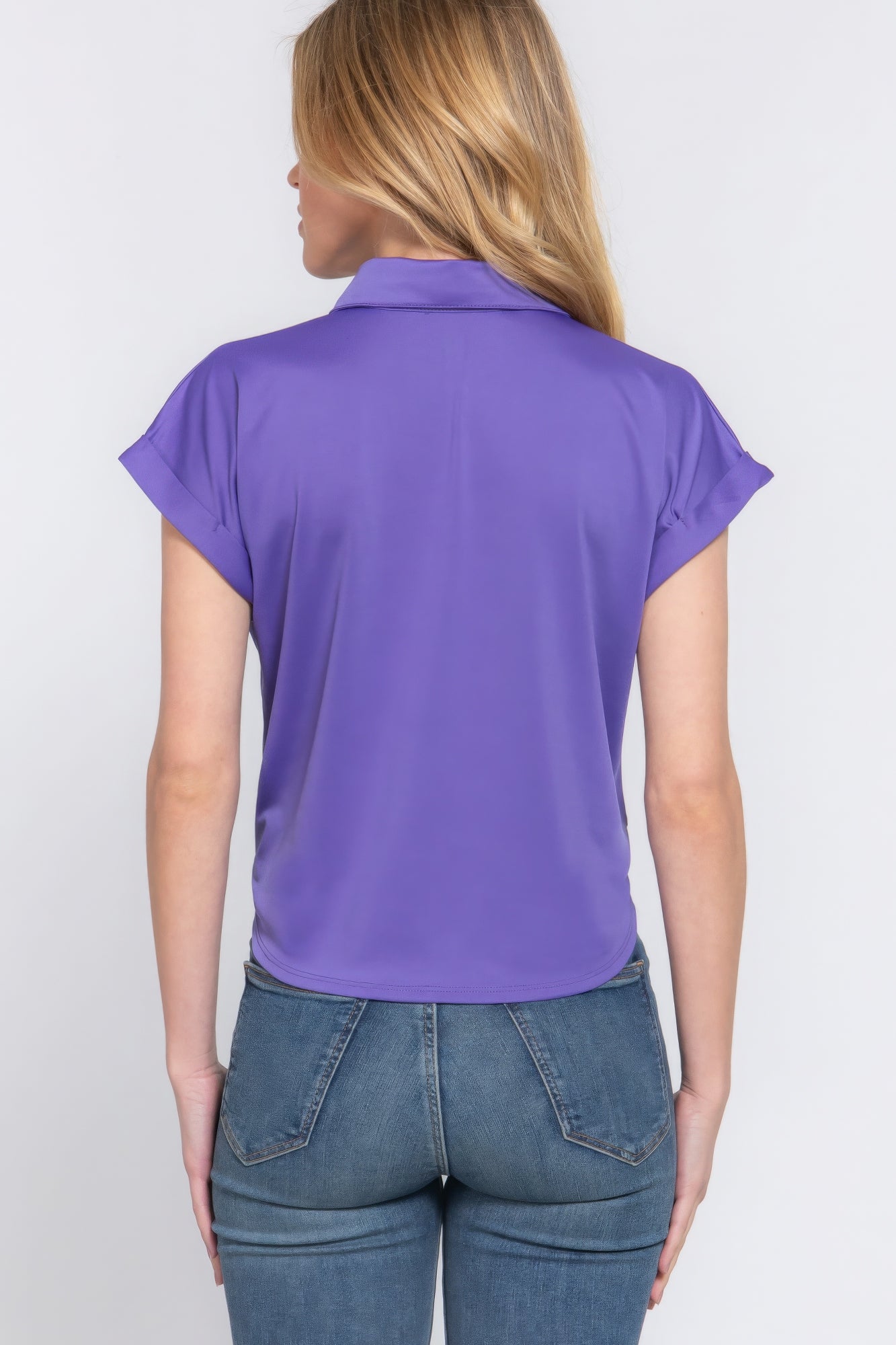 - Short Slv Front Tie Stretch Ity Top - womens shirt at TFC&H Co.