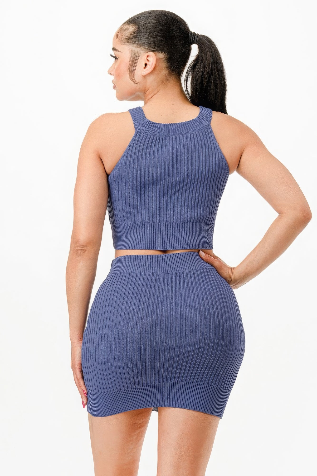 - Halter Neck Tank Top And Bodycon Mini Skirt Set - womens skirt set at TFC&H Co.