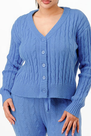 - Cable Sweater Cardigan 2pc Set - womens pants set at TFC&H Co.