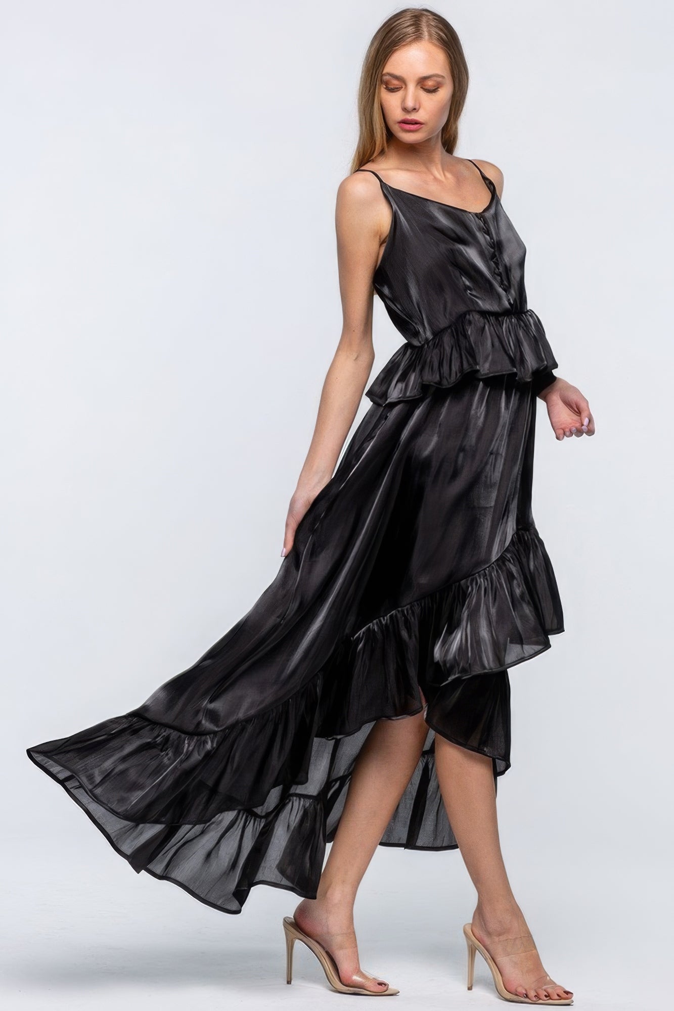 - Shimmering Dress With Ruffles - womens dress at TFC&H Co.